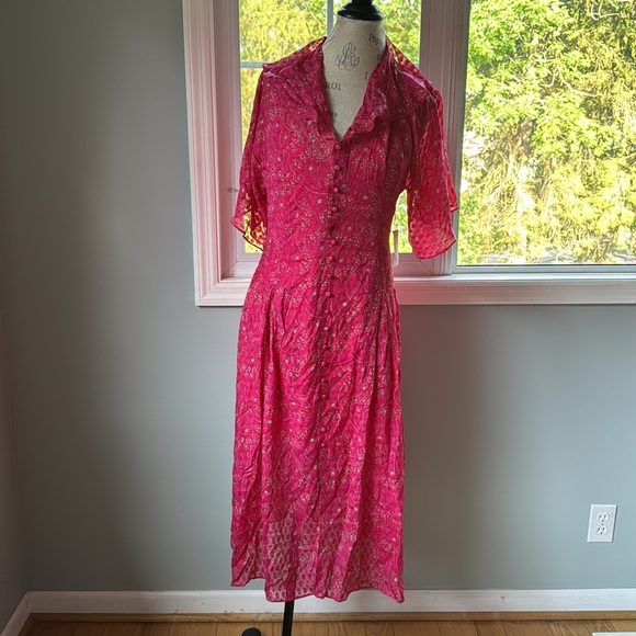 Equipment Samia silk floral ruffled button down midi long dress NWT size 6 - Picture 5 of 17